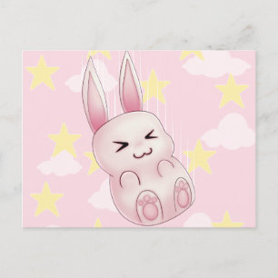 Cartão Postal Coelhinho rosa-claro do Coelho Kawaii caído das es