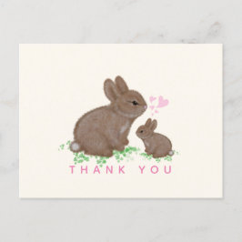 Cartão Postal Coelhinhos Fofos Corações Menina Chás de Bebê Obri