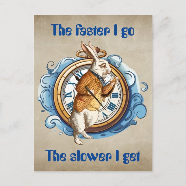 Cartão Postal Coelho Branco, Alice No Caráter Maravilhoso. (Frente)