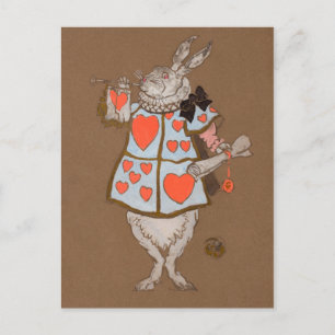 Cartão Postal Coelho Branco com Design de Fantasia de Arauto