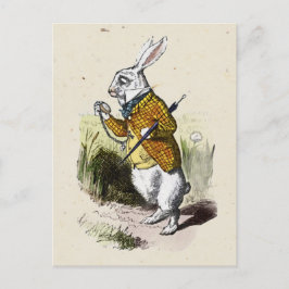 Cartão Postal Coelho Branco com relógio, Alice no País das Marav