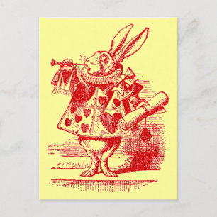Cartão Postal Coelho Branco Vintage Alice no País das Maravilhas