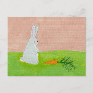 Cartão Postal Coelho cenoura arte moderna colorida pintura fresc