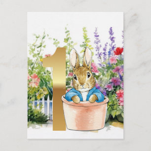 Cartão Postal Coelho clássico primeiro aniversário