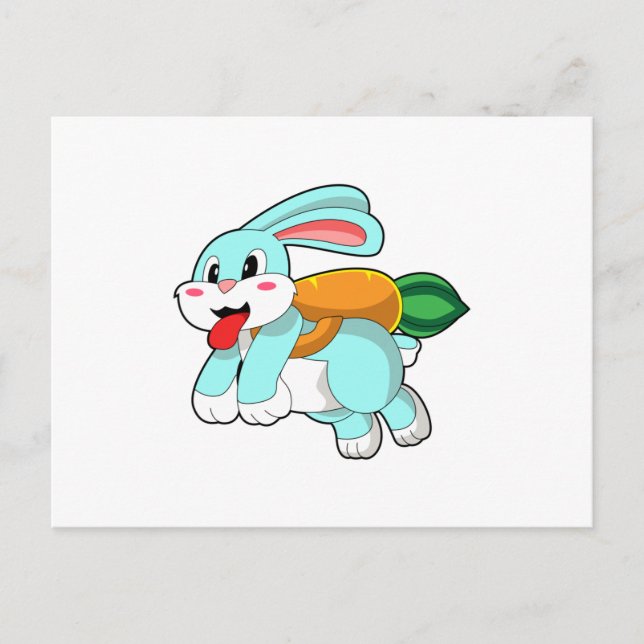 Cartão Postal Coelho com Cenoura como Foguete (Frente)