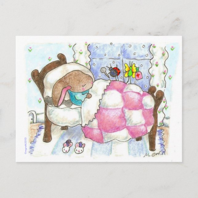 Cartão Postal coelho com insetos (Frente)