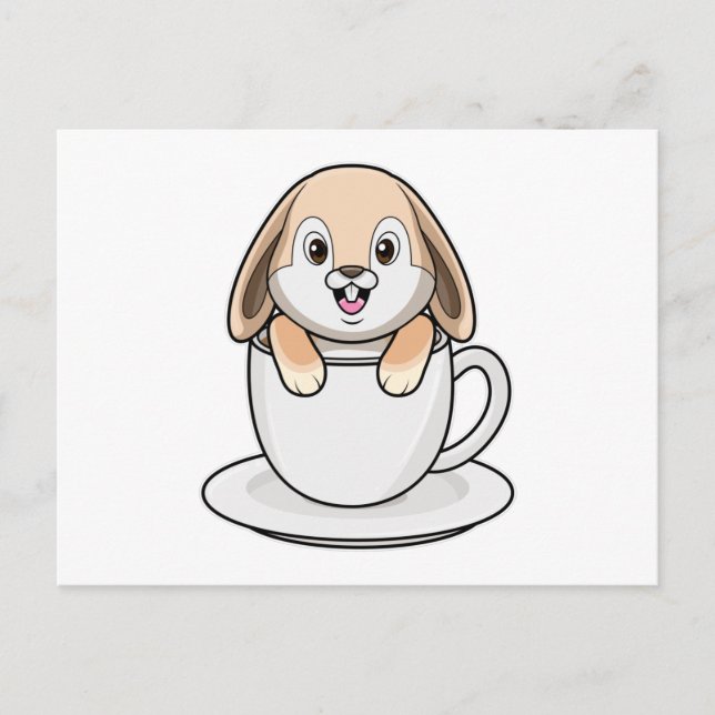 Cartão Postal Coelho com Taça do Café (Frente)
