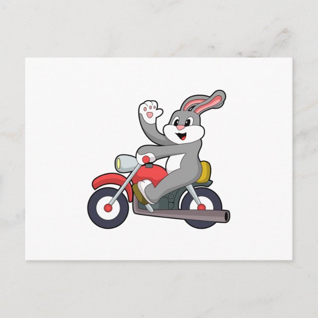 Cartão Postal Coelho como Biker com motocicleta.PNG (Frente)
