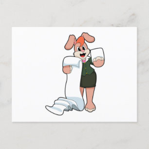Cartão Postal Coelho como Secretária com Papel