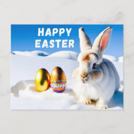 Cartão Postal Coelho da Páscoa na Neve