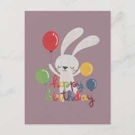 Cartão Postal Coelho de Aniversário Trocadilho: Feliz Aniversári