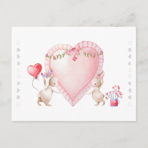 Cartão Postal Coelho de Aquarela Doce Amor Personalizado