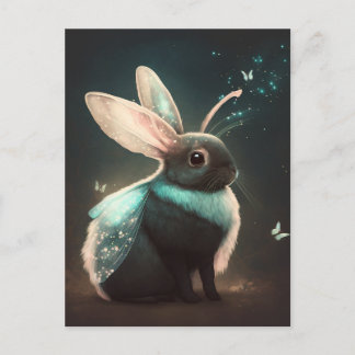 Cartão Postal Coelho De Fada Mágica E Bonito