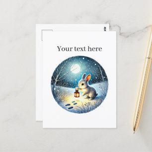 Cartão Postal Coelho de inverno bonito personalizável