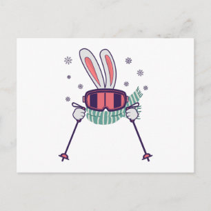 Cartão Postal Coelho do esqui com óculos de esqui e cachecol