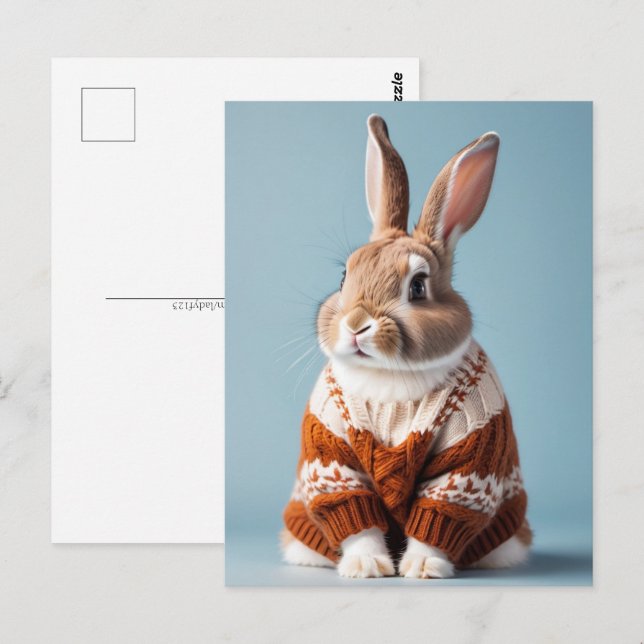 Cartão Postal Coelho do suéter, Cartão-postal (Frente/Verso)