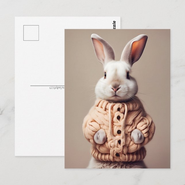 Cartão Postal Coelho do suéter, Cartão-postal (Frente/Verso)