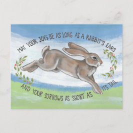 Cartão Postal Coelho em Aquarela  Esperança Encorajamento Recupe