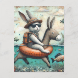 Cartão Postal Coelho em Arte Digital Burra