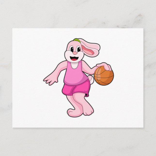 Cartão Postal Coelho em Esportes de Basquete (Frente)