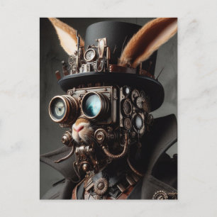 Cartão Postal Coelho engraçado de Steampunk
