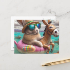 Cartão Postal Coelho engraçado numa arte digital burra