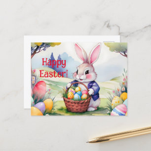Cartão Postal Coelho feliz 1, Páscoa