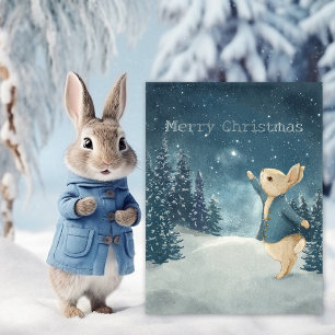 Cartão Postal Coelho Natal Peter Vintage