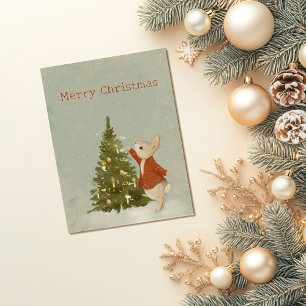Cartão Postal Coelho Natal Peter Vintage