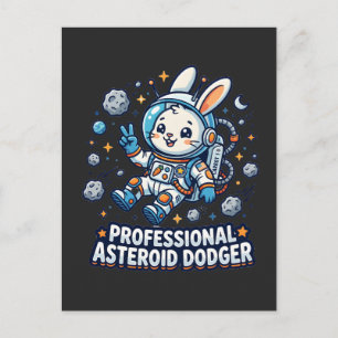 Cartão Postal Coelho Profissional que Desvia de Asteroides
