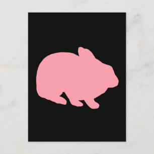 Cartão Postal Coelho Rosa com Coelho Negro
