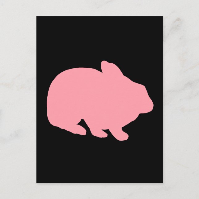 Cartão Postal Coelho Rosa com Coelho Negro (Frente)