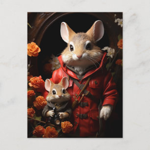 Cartão Postal Coelhos bebês adoráveis em roupas