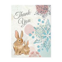 Coelhos Bonitos com Flores de Primavera Obrigado