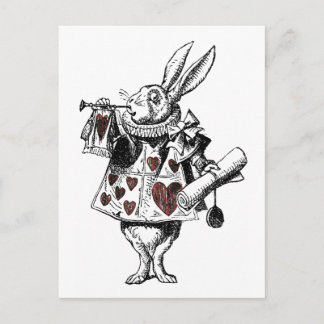 Cartão Postal Coelhos brancos de corações - Alice no País das Ma