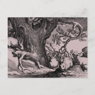 Cartão Postal Coelhos coelhinhos com retrô