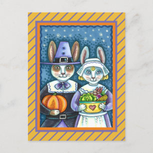 CARTÃO POSTAL COELHOS DE PILGRIM, OBRIGADO A COLHEITA DE HARE, B