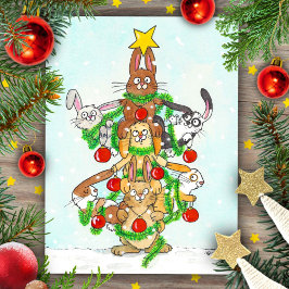 Cartão Postal Coelhos Feliz Natal