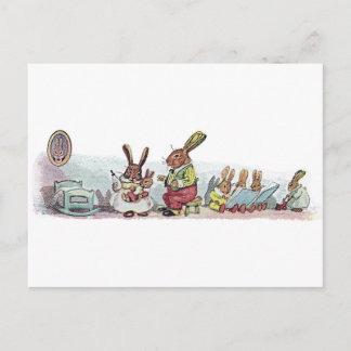 Cartão Postal Coelhos que cuidam de coelhinho bebê