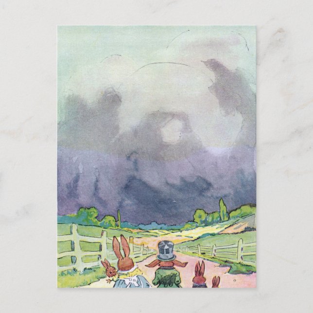 Cartão Postal Coelhos sob nuvens escuras (Frente)