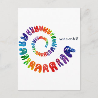 Cartão Postal coelhos sorridentes arco-íris espiral