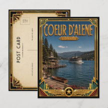 Coeur d’Alene Idaho Vintage Arte Deco Idade Dourad