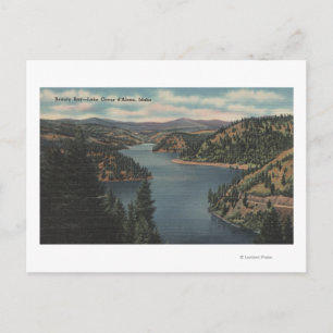 Cartão Postal Coeur d'Alene, ID - Vista da Baía da Bela