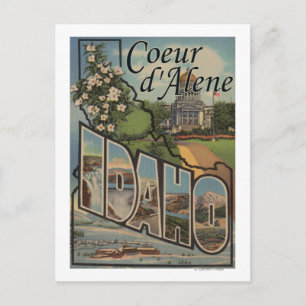 Cartão Postal Coeur d'Alene, Idaho - Cenas com Letras Grandes