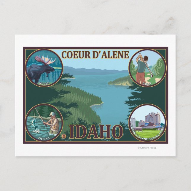 Cartão Postal Coeur D'Alene, IdahoCartaz de Viagem Cênica (Frente)