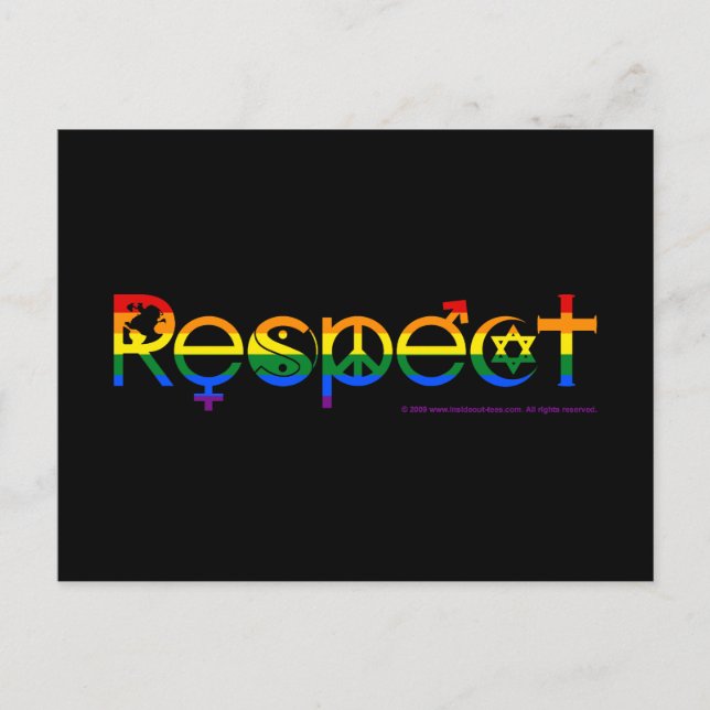 Cartão Postal Coexistir com Respeito Orgulho Gay (Frente)