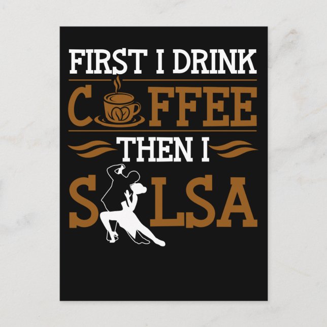 Cartão Postal Coffee Lover Salsa Dancing Sport Humor Dancer (Frente)