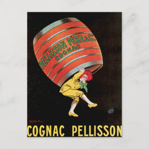 Cartão Postal Cognac Pellisson Vintage Bebida Com Vinho E Arte