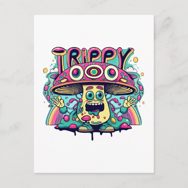 Cartão Postal Cogumelo Trippy Feliz (Frente)
