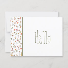 Cartão Postal Cogumelo Vermelho Vermelho Verde Marrom e Bolota 